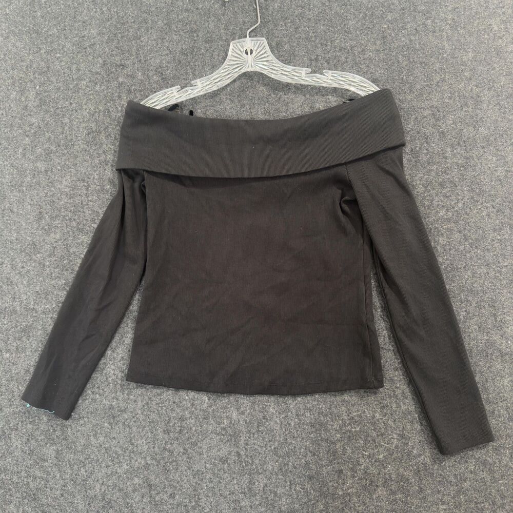 Veronica Beard Fawcett Top Women's Small Black Off Shoulder Long Sleeve Shirt